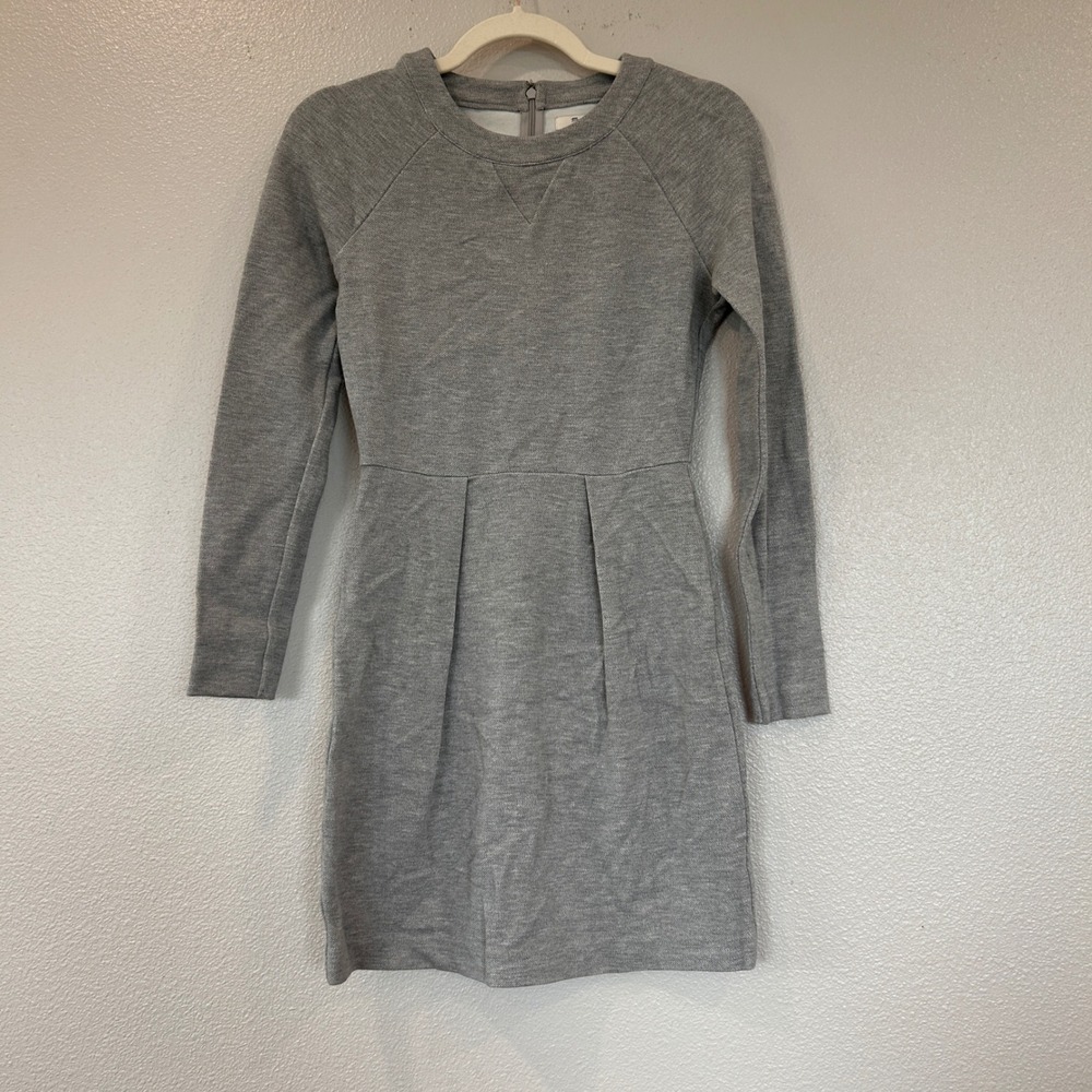 Madewell Heather Gray Long Sleeve Pleated Knit Mini Dress Women's Size XS